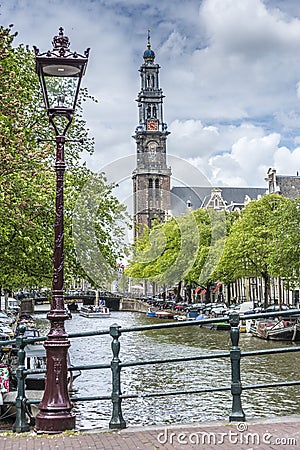 Western church in Amsterdam, Netherlands. Editorial Stock Photo
